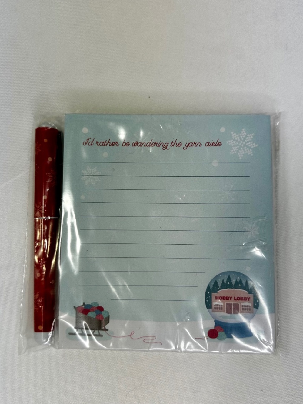 Memo Pad Grocery List "I'd Rather Be Wondering The Yarn Aisle" Magnet Pen